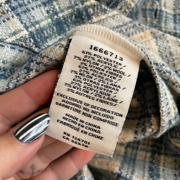 Boston Traders Women Plus Size XXL Blue White Plaid Tweed Jacket Button Front - Picture 9 of 9